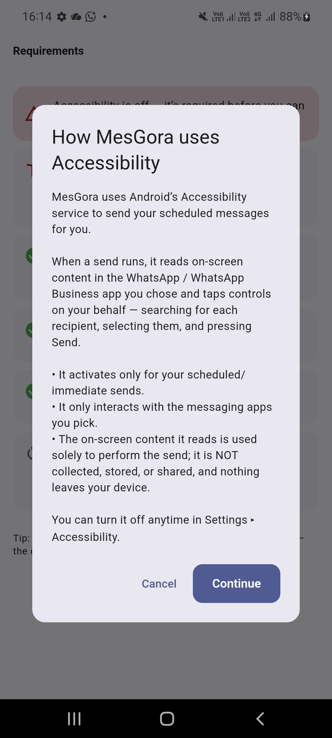 How MesGora uses Accessibility