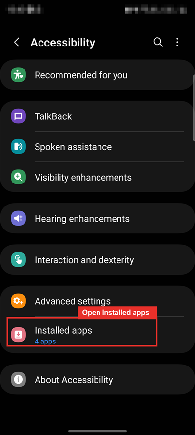 Android Accessibility settings