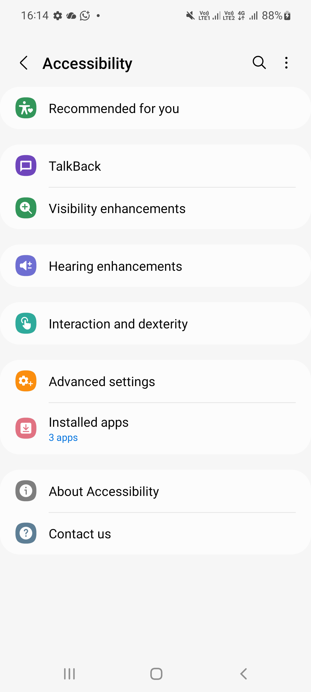 Android Accessibility settings